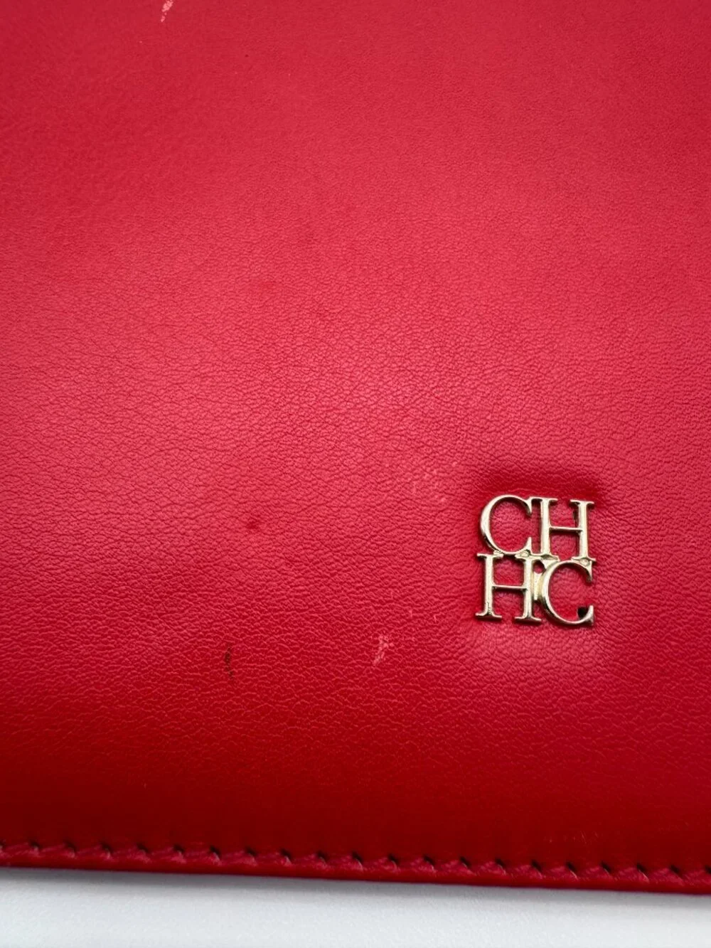 CH Carolina Herrera Red Leather Tablet/iPad Sleeve Case Pouch Authentic